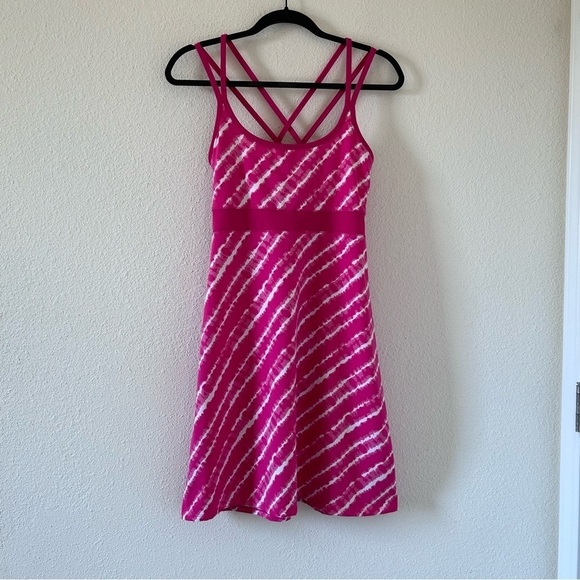 SOYBU Women’s Dress Medium Pink White Tie Dye Stretchy Sporty Summer - Picture 1 of 10